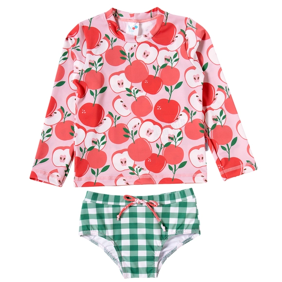 Conjunto Praia Kids Maçã Vintage Elastano Proteção Uv 50+ Tip Top