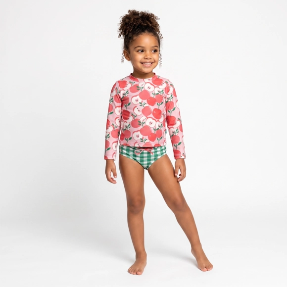 Conjunto Praia Kids Maçã Vintage Elastano Proteção Uv 50+ Tip Top