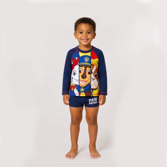 Conjunto Praia Toddler Patrulha Canina Lycra Lisa Proteção Uv 50+ Tip Top