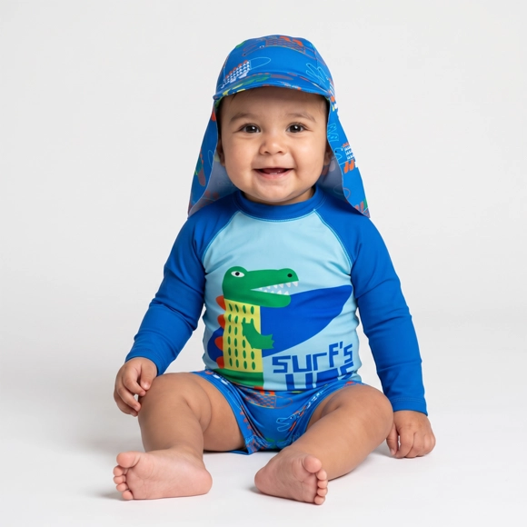 Kit Praia 3 Peças Toddler Crocodilo Elastano Proteção Uv 50+ Tip Top