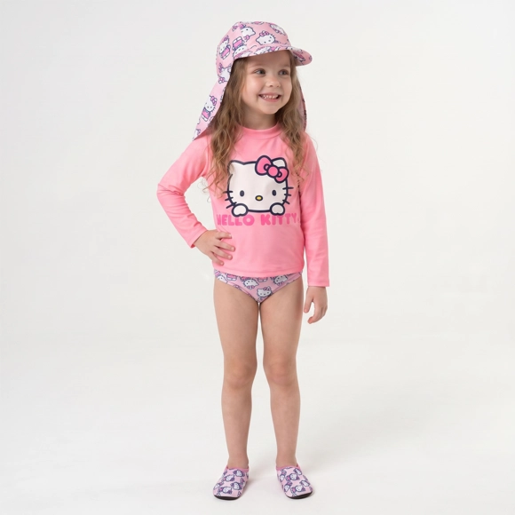 Kit Praia 3 Peças Kids Hello Kitty Lycra Proteção Uv 50+ Tip Top
