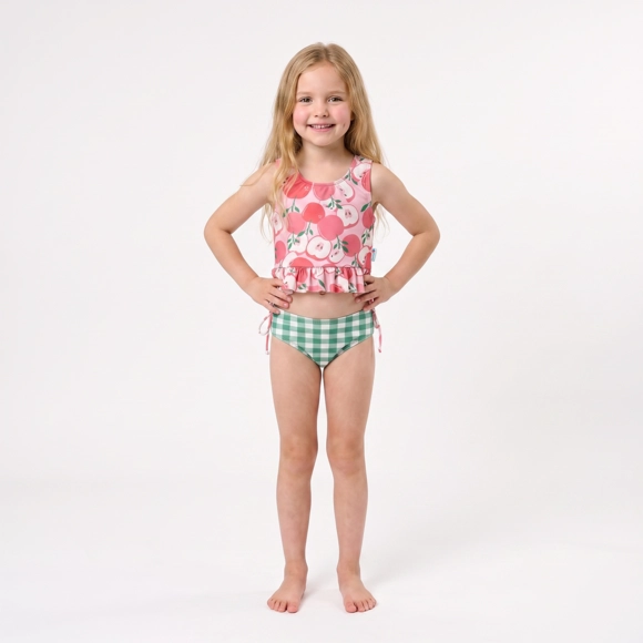 Kit Praia 3 Peças Kids Maçã Vintage Elastano Proteção Uv 50+ Tip Top