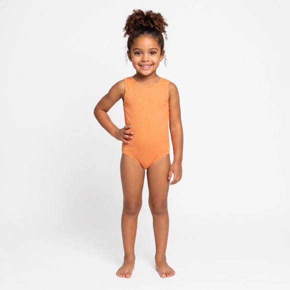 Maiô Praia Laranja Kids Lycra Trabalhada Proteção Uv 50+ Tip Top