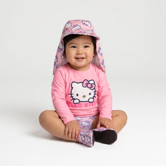 Kit Praia 3 Peças Toddler Hello Kitty Lycra Proteção Uv 50+ Tip Top