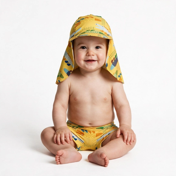 Shorts E Boné Praia Toddler Crocodilo Elastano Proteção Uv 50+ Tip Top