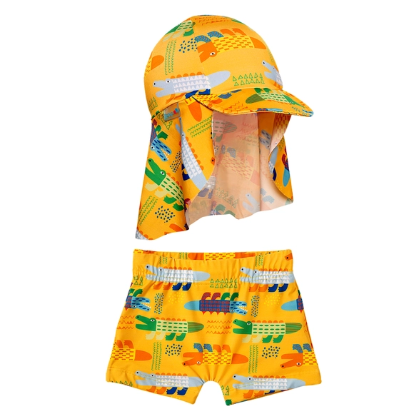Shorts E Boné Praia Toddler Crocodilo Elastano Proteção Uv 50+ Tip Top