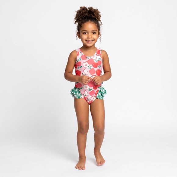 Maiô Praia Toddler Maçã Vintage Elastano Proteção Uv 50+ Tip Top