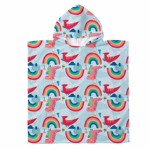 Poncho De Praia Toddler Dina Arco-íris Atoalhado Tip Top