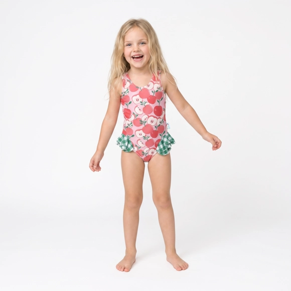 Maiô Praia Kids Maçã Vintage Elastano Proteção Uv 50+ Tip Top