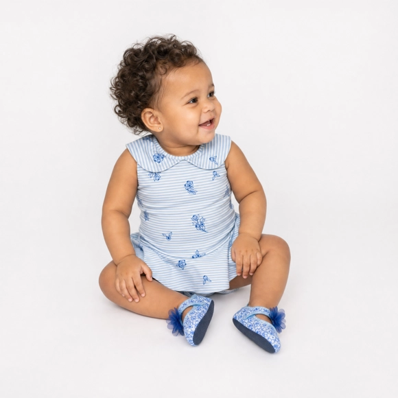 Maiô Praia Toddler Floral Mirtilo Elastano Proteção Uv 50+ Tip Top