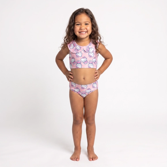 Top E Calcinha Praia Toddler Hello Kitty Lycra Proteção Uv 50+ Tip Top