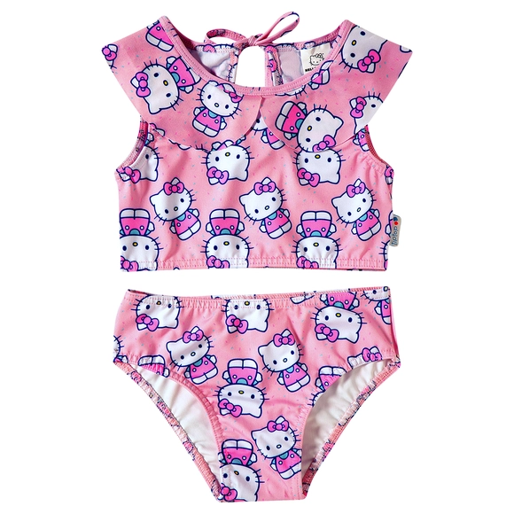 Top E Calcinha Praia Toddler Hello Kitty Lycra Proteção Uv 50+ Tip Top