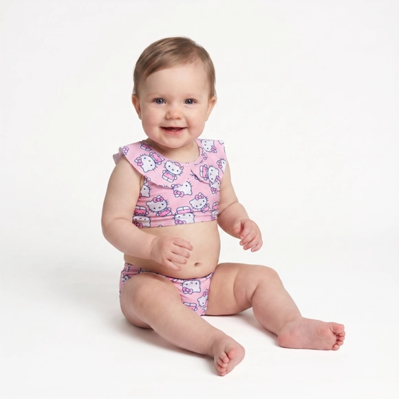 Top E Calcinha Praia Toddler Hello Kitty Lycra Proteção Uv 50+ Tip Top