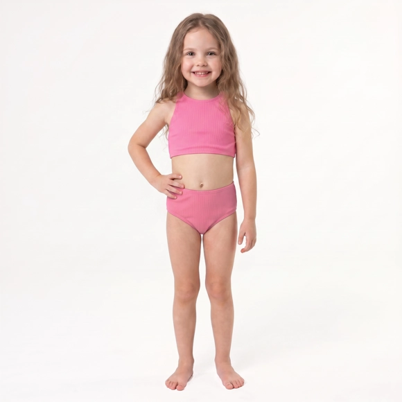Top E Calcinha Praia Kids Lycra Trabalhada Proteção Uv 50+ Tip Top
