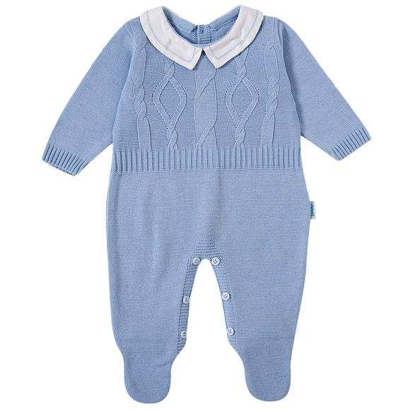 Macacão Tricot Azul Bebê Saída Maternidade Tip Top