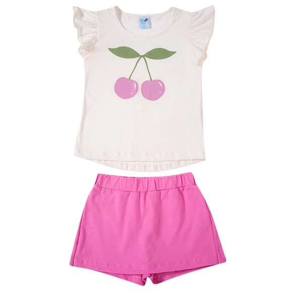 Conjunto Curto Kids Cereja Meia Malha Tip Top