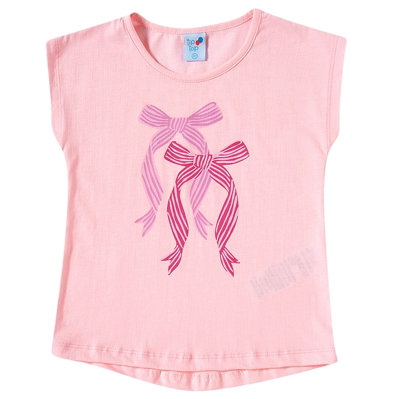 Blusa Rosa Manga Curta Kids Meia Malha Tip Top