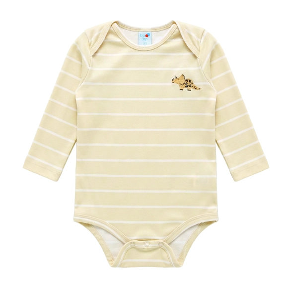 Body Manga Longa Bebê Dino Floresta Malha Peach Skin Tip Top