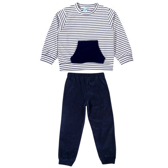 Conjunto Comprido Kids Veludo De Malha Grand Cotelê Tip Top