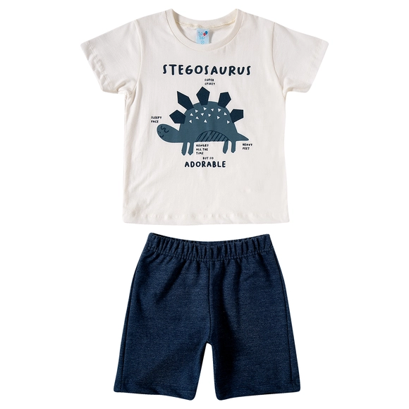 Conjunto Curto Toddler Dino Stegosaurus Meia Malha Tip Top