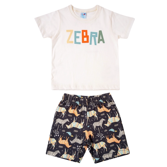 Conjunto Curto Toddler Zebra Meia Malha Tip Top