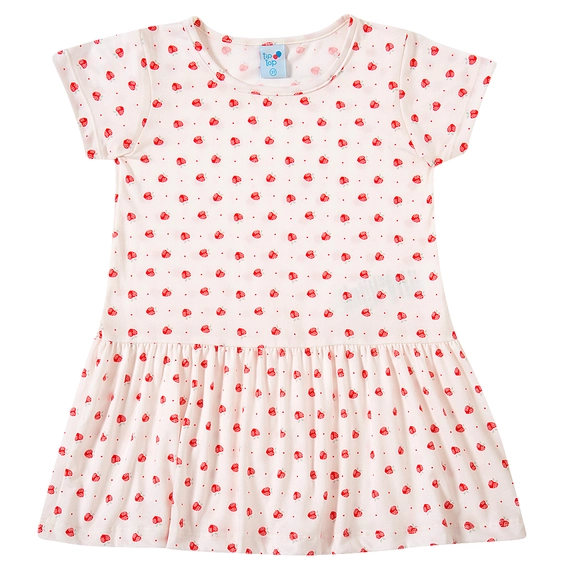 Vestido Manga Curta Kids Morango Malha Peach Skin Tip Top
