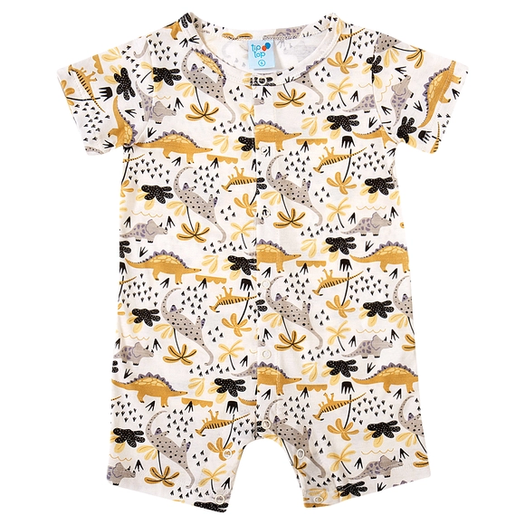 Macaquinho Bebê Dino Floresta Meia Malha Estampada Tip Top