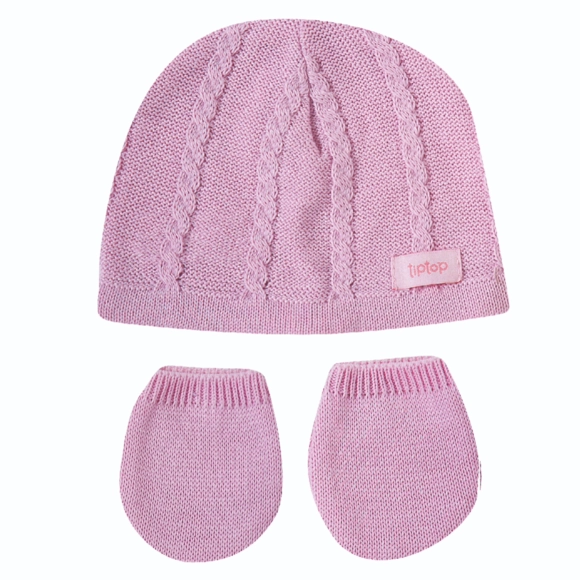 Kit Touca E Luva Bebê Tricot Tip Top
