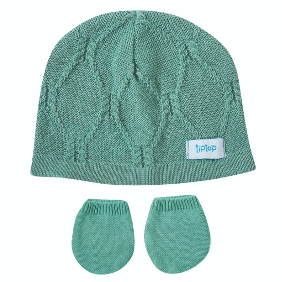 Kit Touca E Luva Bebê Tricot Tip Top