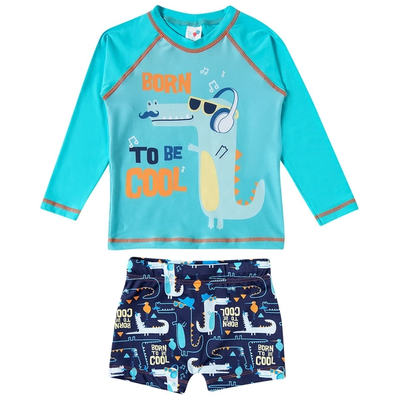 Conjunto Praia Toddler Jacarezinho Lycra Proteção Uv 50+ Tip Top